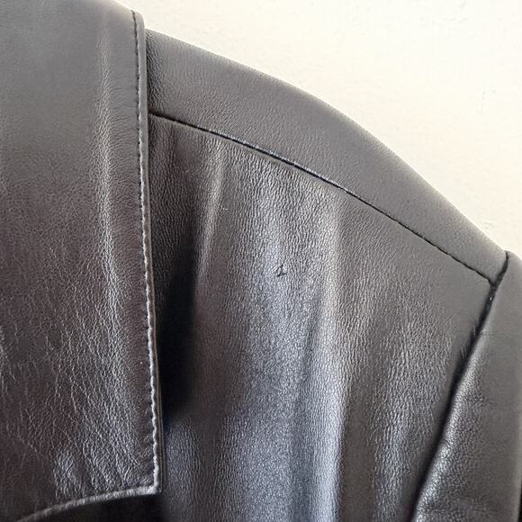 Centigrade Black Leather Long Trench Coat Women’s L Matrix Grunge Minimalist - Picture 7 of 11